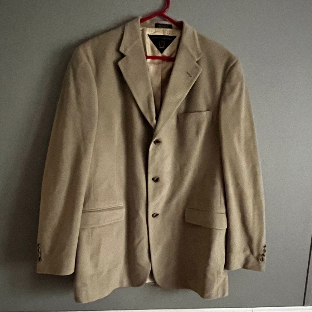 Vtg Tommy Hilfiger Mens Corduroy Blazer Jacket 44-46R Tan Business Office Formal